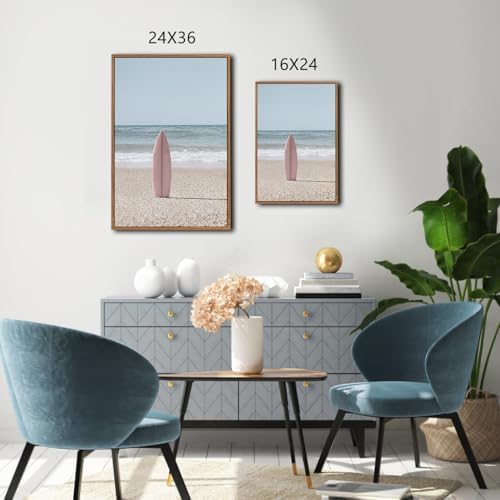 CHDITB Ocean Beach Framed Canvas Wall Art, Seaside Coastal Surfboard Decor - Image 6