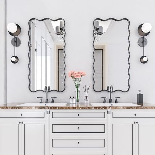PROHOMEWARE 24x48 Black Wavy Irregular Large Bathroom Mirror, Wall-Mounted - Image 7