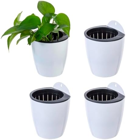 MyGift 5 Inch White Self Watering Wall Planter Pots - Image 7