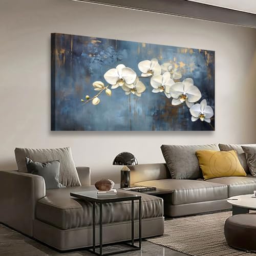 Abstract White Butterfly Orchid Canvas Wall Art - Image 7