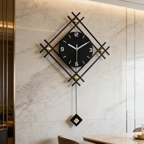 SIN&MI Modern Wall Clock with Stylish Pendulum, Minimalist Metal Wall Decor - Image 7
