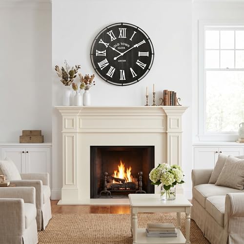 EMAX HOME 24 Inch Vintage London Style Wall Clock, Rustic Metal Frame, Silent - Image 7