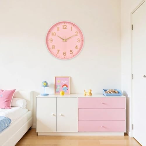 HZDHCLH 10 Inch Wall Clock Battery Operated Silent Non Ticking Pink Modern - Image 7