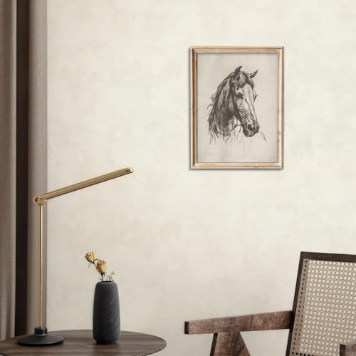 uniro Vintage Horse Etching Sketch Equestrian Retro Wall Art Print Farmhouse - Image 7