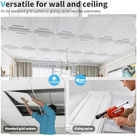 Art3d PVC Ceiling Tiles, 3D Plastic Sheet in White, 2 × 4 ft - Image 6