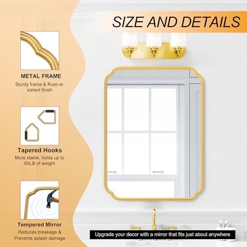 Ferytange 28"x36" Gold Bathroom Mirror - Image 6
