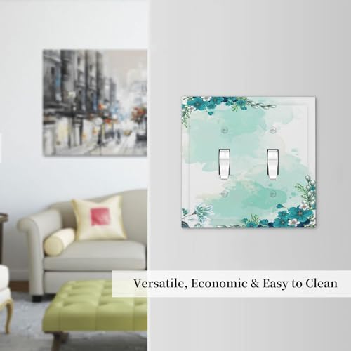 Decorative Switch Plates Blue Green Flowers Light Green Watercolor Patterns 2 - Image 7