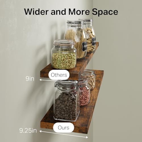 BAYKA Rustic Brown Floating Shelves 47.2in, Wall Mount Wood Shelf - Image 6
