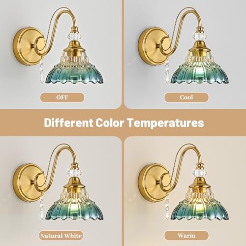 1 Piece Vintage Wall Sconce, 1-Light Brushed Gold Finish Wall Sconce - Image 7