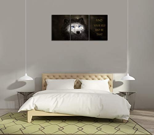 3 Panels Wolf Picture Motivational Wall Art Inspirational Canvas Painting - Image 6