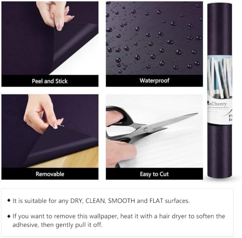 LACHEERY Dark Purple Peel and Stick Wallpaper Purple Wallpaper Stick and Peel - Image 6