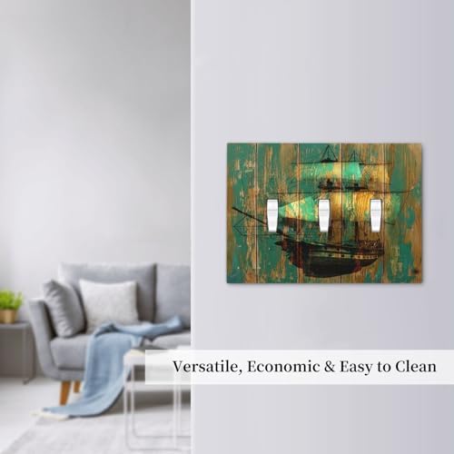 Decorative Switch Plates Rustic Green Wood Grain Sailboat 3 Gang Wall Plate - Image 7