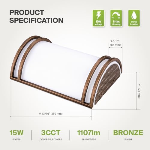 ASD Indoor LED Wall Sconce Lights, Bronze 3000/4000/5000K ETL 4 Pack - Image 7