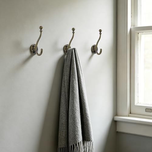 AVICCI 5 Pack Coat Hooks Brushed Brass Coat Hook, Heavy Duty Hooks Decorative - Image 6