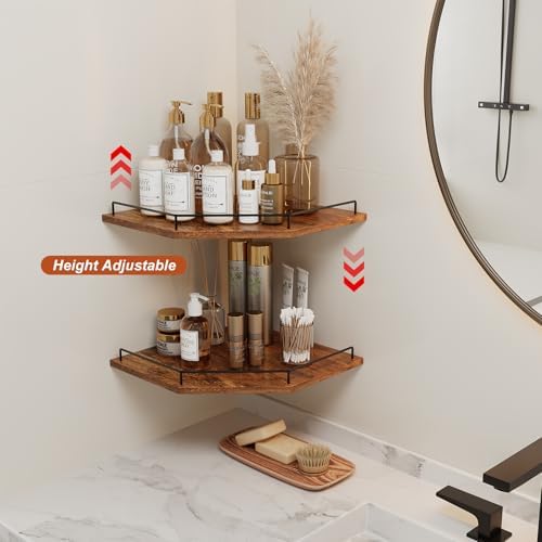 JJL Corner Shelf Wall Mounted, 12 Inches 2-Tier Floating Corner Shelf, Hexagon - Image 5
