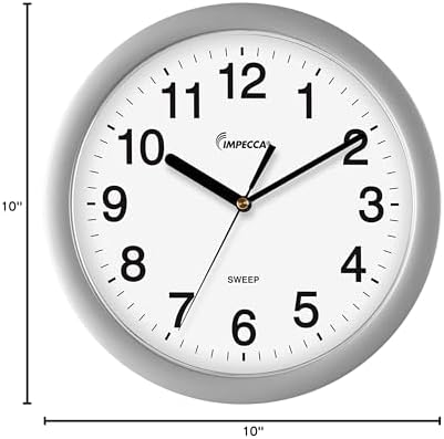 Impecca Silent Wall Clock Non Ticking 10 inch Excellent Accurate Sweep Movement - Image 2
