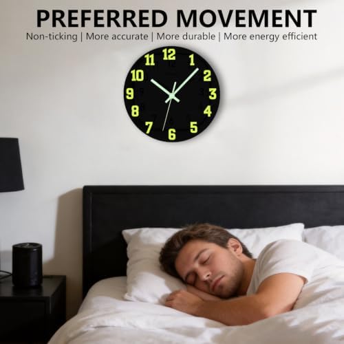 Glow in The Dark Wall Clock, 14 Inch Modern Black Wall Clocks - Image 7