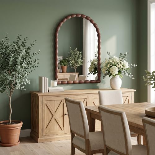 36"x24" Arched Solid Wood Farmhouse Decorative Wall Mirror - Image 6