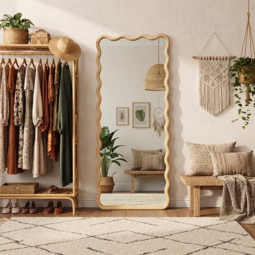 Full Length Mirror, 60”x25” Wavy Wood Floor Mirror - Image 6
