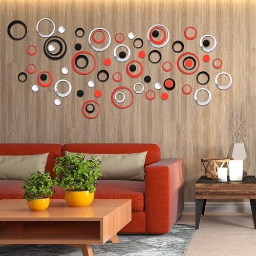 Outus 72 Pcs Circle Mirror Wall Stickers Removable DIY - Image 6