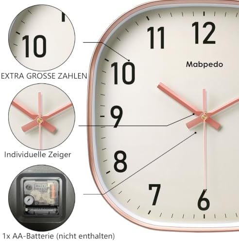 Wall Clocks Battery Operated, 12 Inch Silent Wall Clock, Non Ticking Square - Image 6