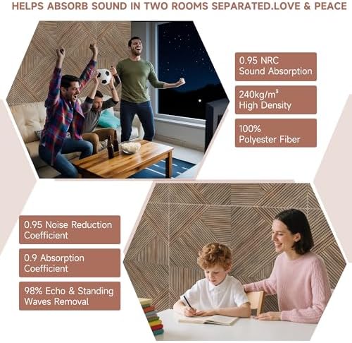 TO-TH Acoustic Panels Self-Adhesive Sound Proof Panel 6Pack, Natural Walnut - Image 7