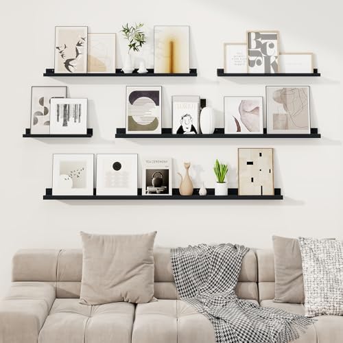 RICHFOCUS Picture Ledge Shelf, 72 inch Floating Shelves Set of 2, Wood Wall - Image 7