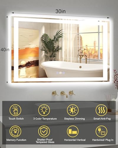 40x30 LED Bathroom Mirror, Separate Front and Back Lights - Image 6