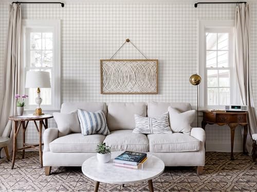 Heroad 17.3"x393" Plaid Peel and Stick Wallpaper Neutral Wall Paper Boho - Image 6