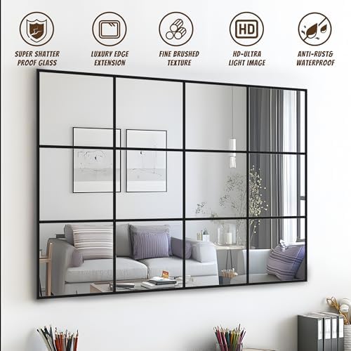 Antok Wall Mirror, Metal Framed Wall Mounted Mirror, Hanging or Leaning - Image 7