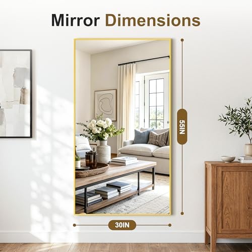 Bathroom Vanity Mirror for Over Sink, 55x30 Inch Matte Gold Mirror - Image 7