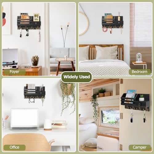 Key Holder Wall Mount, Wooden Key and Mail Organizer - Image 6