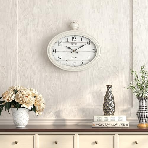 Retro Oval Wall Clock. White Vintage Antique Style - Image 6