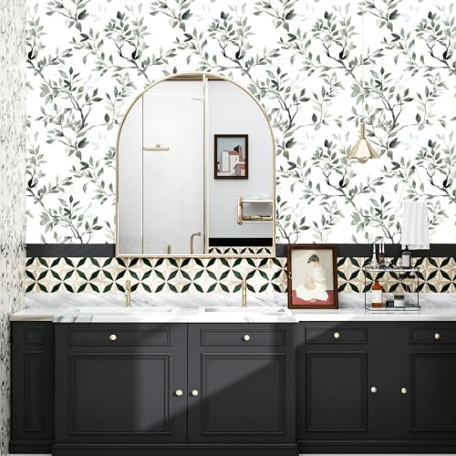 ILHIIOR Green Leaf Peel and Stick Wallpaper Boho 17.5 x118 Inches - Image 6