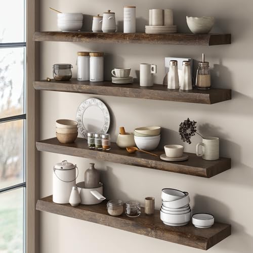 Live Edge Floating Shelves for Wall Decor, Solid Elm Wood Floating Shelves Wall - Image 6