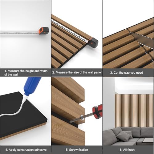 Yuzzy Wood Panels for Wall, 4 Pack 120" x 11" Acoustic Wall Panels, Wood Slat - Image 6