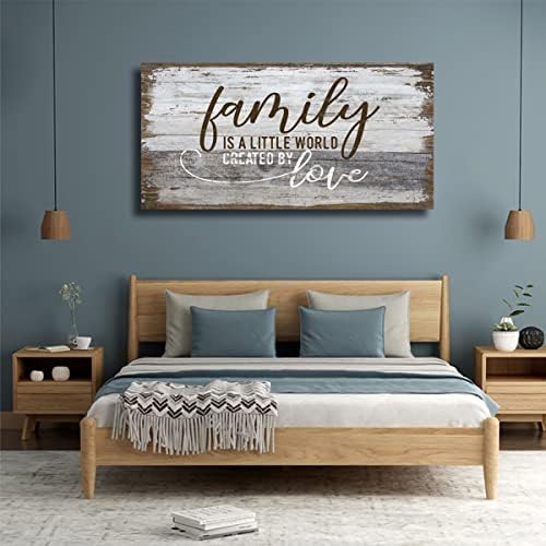 tigeridge Family Is a Little World Created by Love Canvas Wall Art Rustic - Image 6