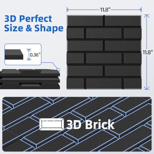 20 Pack Acoustic Panels with Self Adhesive, 11.8" X 11.8" X 0.36" High Density - Image 6