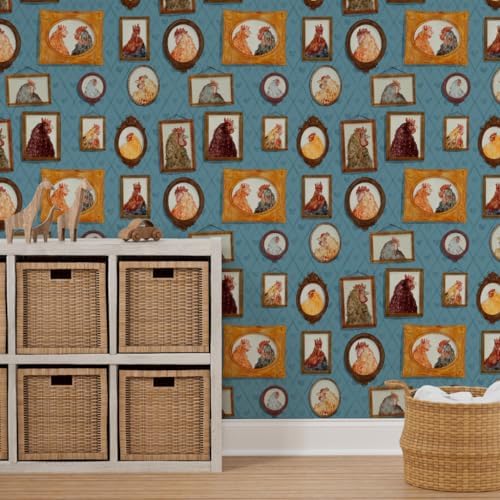 Spoonflower Chickens Farm Peel and Stick Removable Wallpaper - Image 7