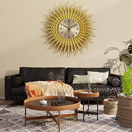 28 Inch Gold Large Wall Clock Decorative Metal Mid Century Wall Clocks - Image 6