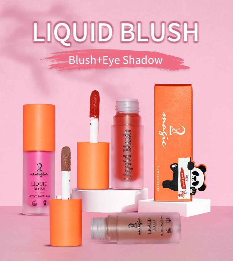 Liquid Blush, Long-lasting & Blendable Liquid Blush for High-Pigment Color, Achieve a Soft, Dewy, Healthy Natural Finish (09-Blood Orange, 0.2 Ounce)