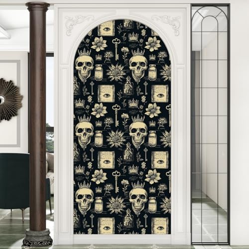 Laatse Gothic Black Beige Skull Floral Wallpaper Peel and Stick 17.5"x393" - Image 7