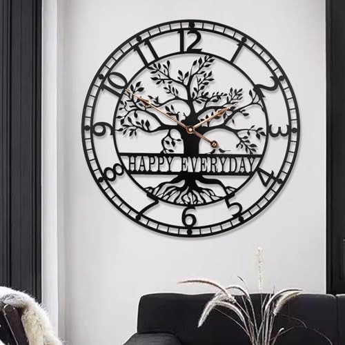 Dankeit Tree of Life Wall Clock, Metal Black Large Wall Clock, 24inch Oversized - Image 7
