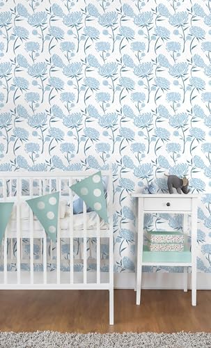 Hopepak Floral Peel and Stick Wallpaper Contact Paper Blue Wall Paper Modern - Image 6