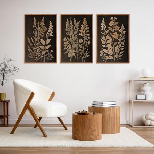 HLNIUC Vintage Botanical Fern Framed Canvas Wall Art Set, Modern Farmhouse Art - Image 7