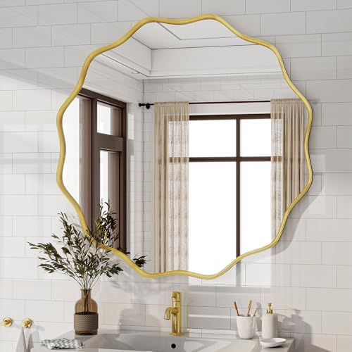 Round Wavy Mirror, 36 Inch Metal Frame Circle Mirror, Round Wall Mounted - Image 7
