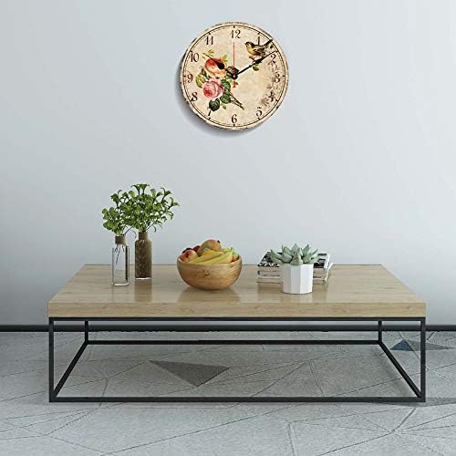 14 Inch Silent Non-Ticking Arabic Numerals Bird Flower Wall Clock - Image 7