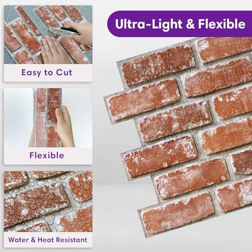 3D Faux Brick Wall Panels Peel and Stick, Designed - Image 6