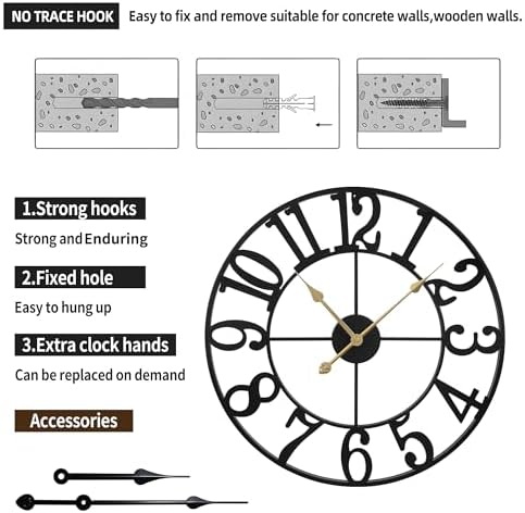 1st owned Large 24 Inch Silent Non-Ticking Wall Clock - Image 7