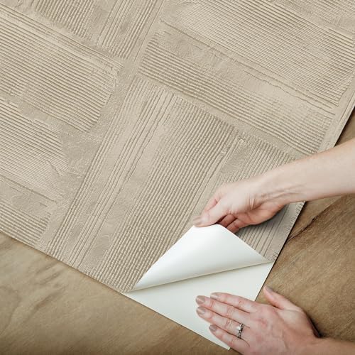 WallPops Taupe Dimensional Square Plaster Peel and Stick Wallpaper - Image 6